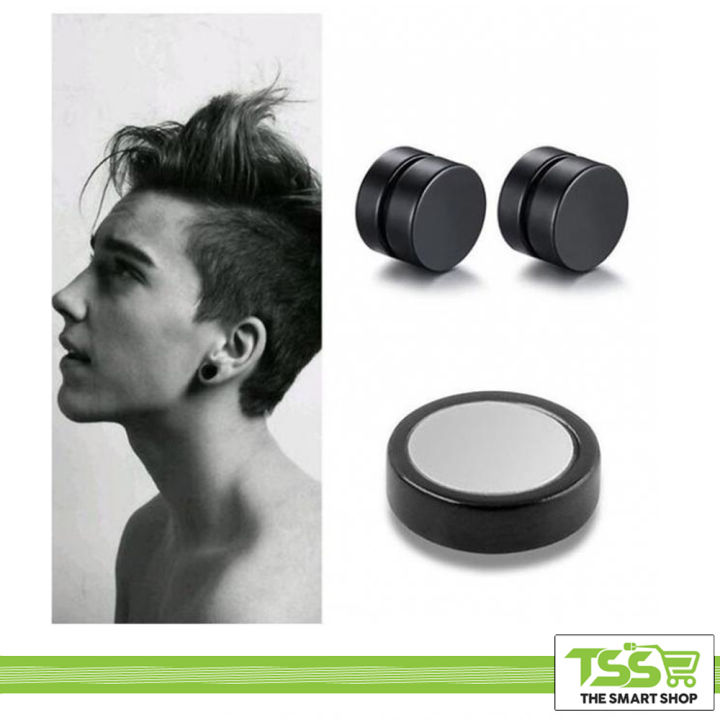 Black Magnetic Round Earring For Boys Men wear