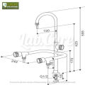 Lab Faucet with Triple Outlet, Triple Outlet Faucet, Laboratory Service Fixtures-Laboratory Faucets-Triple Outlet Faucet, laboratory Faucet. 