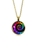 FIBONACCI Spiral Pendant Fractal Necklaces Pendants Flourish Swirls Glass Dome Necklace Sacred Geometry Art Picture Jewelry Gift. 