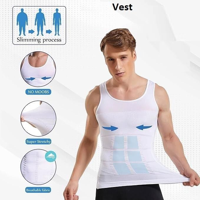 Men Body Shaper Slimming Vest – Hot Slim Fitness Compression Shirt for Belly Fat, Waist Slim & Chest Shape