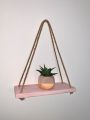 Wooden Rustic Hanging Rope Shelves Home Kitchen Bathroom Wall Hanging Decor 8x24 inch WxL. 