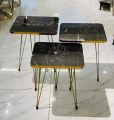 YES TO DECOR  3/ 1  Pcs Nesting Table Set Square Metal Legs Table Set High Quality Glossy Top Waterproof MDF – Black Square. 