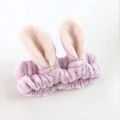 Women Cute Coral Fleece Rabbit Ears Elastic Headbands Soft Wash Face Bath Hairbands Girls Holder Turban Hair Accessories. 