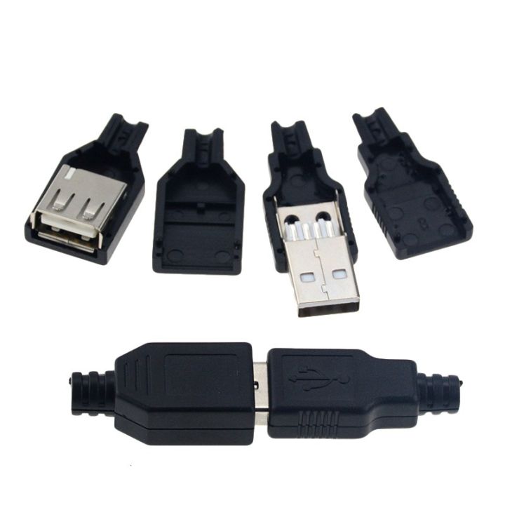 10pcs%20Type%20A%20Male%20Female%20USB%204%20Pin%20Plug%20Socket%20Connector%20With%20Black%20Plastic%20Cover%20Type-A%20DIY%20Kits%20-%20Image%206