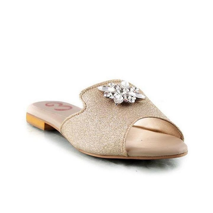 Dull Gold Faux Leather Shoes For Women