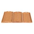 Serving Tray Bamboo Wooden Tea Coffee Food Platter Tray Set with handles (Set of 3). 