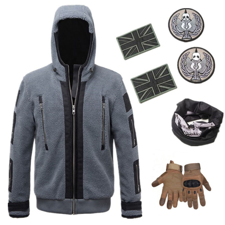 Call Of 6 Same Cosplay Jacket Tf141 Ghost Team Combat Ghost Jacket Badge Men And Women Plush Hoodies