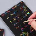 Magic Drawing Book Scratch Art Toy – DIY Black Cardboard Notes for Kids, Doodle Painting Pad (Large: 14x20cm, Small: 10x14cm). 