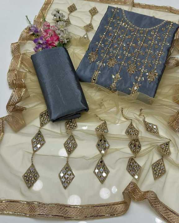 New%20Wedding%20Season%20Collection%20Handmade%20collection%20red%20dark%20%20color%20Kataan%20mirror%20&%20handmade%20shirt%20along%20net%20mirror%20work%20duppata%20plain%20kathan%20silk%20trouser%203%20piece%20-%20Image%205