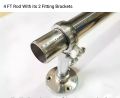 Curtain Rod/Pipe With 2 Adjustable Brackets Stainless Steel High Quality. 