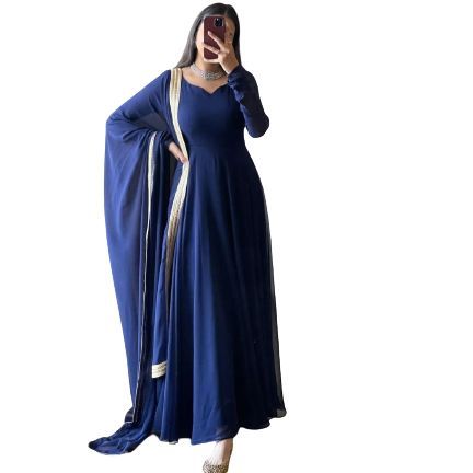 Clothing 3 Piece Chiffon Maxi Chiffon Maxi With Four Side Lace Dupatta 3Pcs Long Maxi V Neck Chiffon Maxi Chiffon Frock Casual Frock For Women Daraz.pk