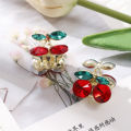 Lovely Small Cherry Hair Claw Clip Accessories For Women Girls Candy Rhinestones Hairpin Crab. 