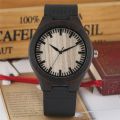 REDFIRE Minimalist Black Analog Display Round Wood Dial Wristwatch Men Genuine Leather Casual Wristwatch Natural Wood Watch. 