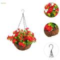 Artificial Flowers in Hanging Basket Garden Decor Bouquet for Yard Lawn. 