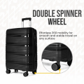 JEEM TRAVEL  ( Medium ) Piece Hardside Luggage Set – Lightweight Hard Shell Spinner Suitcases with Telescopic Handle & 360° Wheels (Black). 
