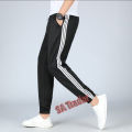 Summer Strip Black Trouser for Man and Women Gym ,Running Casual Wear In Quality Fabric. 