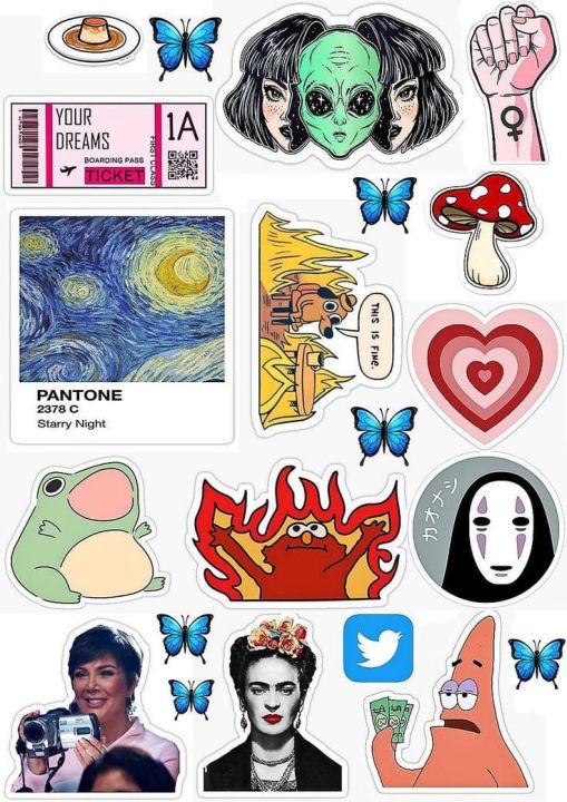Funny Meme Stickers A5 Uncut , Mobile laptop , hilarious  Cat sponge bob , humor, witty, edgy