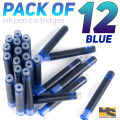 Pack of 12 Ink pen cartridges ink pen refills Blue Ink | stationary items for girls and boys. 