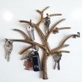 New Decorative Tree-Shaped Metallic Antique Design Wall Mounted Key Holder - Brown - 7 Hooks. 