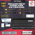 Victsing USB Wireless Keyboard, Dual Mode Bluetooth Keyboard with Integrated Holder for iOS, Mac, Windows and Android. 