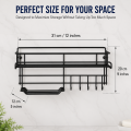 Bathroom Storage Shelf With hooks and Soap Dish Easy Mount Shower Shampoo Rack Holder washroom Basket No Drilling, Design for Bathroom Bedroom Living Room and Kitchen Organizer shelf. 