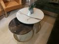 MS Center table for drawing room, Round Modern Nesting Center Table Set of 2, Flood Center Table Set of two piece for Drawing Room with Iron Base and Wooden Top. 