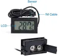 TPM10 Instant Read Aquarium Digital Thermometer Fish Tank Waterproof Probe Reptile Terrarium LED Display Gauge For Plant Soil Refrigerator  ( With Batteries ). 