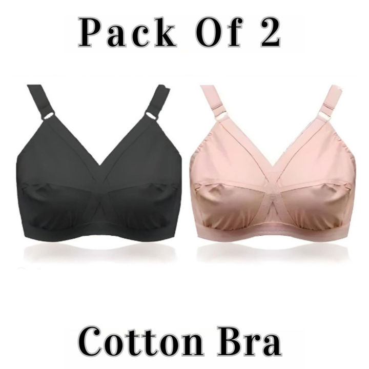 Pack of 2 Cotton Non-Padded Bras for Women and Girls - Comfortable Design