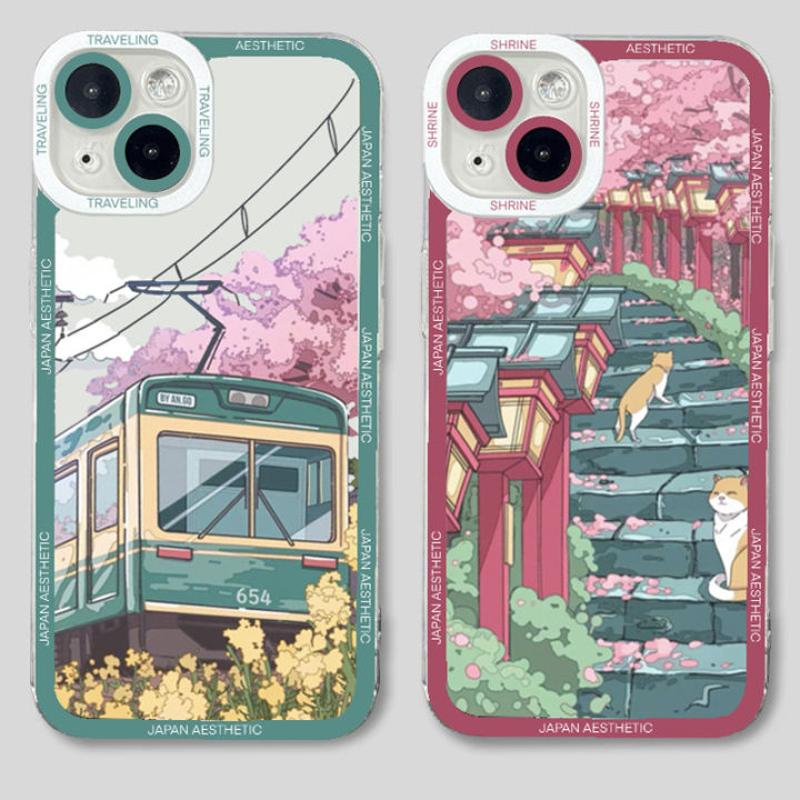 Anime Sakura Landscape Phone Case for Xiaomi Redmi Note 13 12 11 Pro Plus 5G 12S 11S 11 10S 9 Redmi 12C 13C 4G Soft Clear Cover