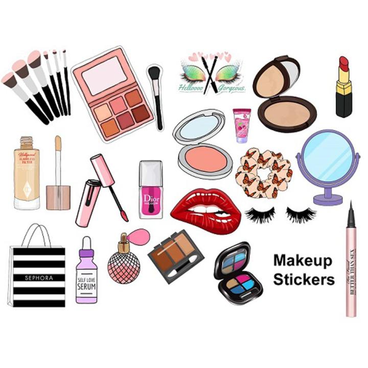 Pack of 20 & Pack of 5 Options - Makeup Stickers for Mobile back, Laptop, diary and for decorating your stuff and making them look more attractive - Customize Avilable