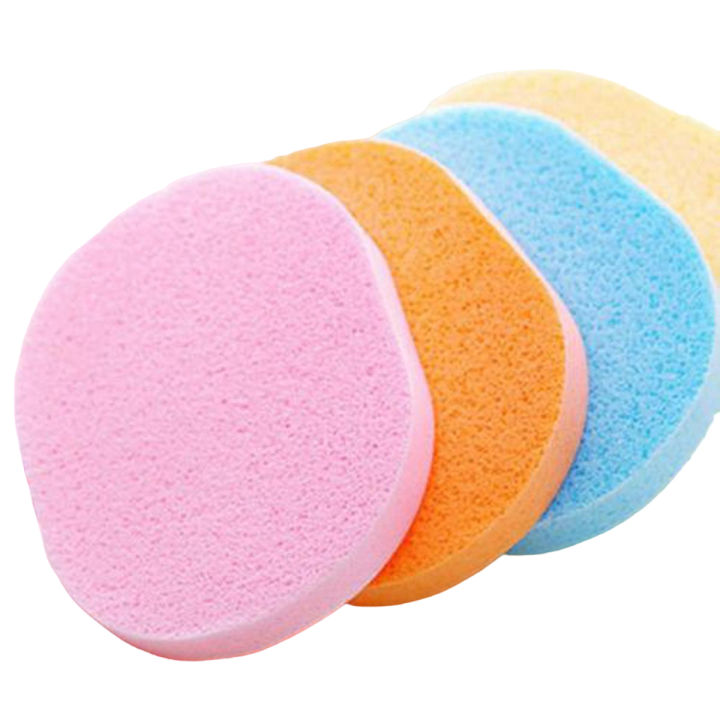 Pack of 2 Natural Fiber Facial Cleansing Sponge Beauty Blender Makeup Remover Scrub Puff Multi Color Random