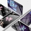 UCUC for iPhone 11 Pro Max Back Cover Elegant Flowers Personalized Patterns Tempered Glass Hard Phone Case for Girls. 