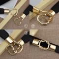 Fashion Thin Elastic Belt Female Metal Double Buckle Waistband Women Cinch Waist Seal Cummerband Clothing Accessories. 
