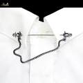 Fashion Mens Shirt Collar Bar Pin with Chain Suit Decor Necktie Tie Clips Badges Brooch Pin Collar. 