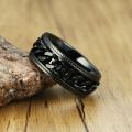 Modyle 2023 New Fashion Black Chain Wedding Ring for Men Punk Vintage Stainless Steel Finger Jewelry Male Rotating Chain Ring. 