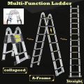 Heavy Duty 12.5FT / 14.5FT / 16.5FT / 18.5FT /  21.5FT / 26.5FT - A-Frame Telescopic Ladder Aluminium Portable Multi-Purpose Extension Ladder Telescoping Ladder, Extension Ladder for Household, INDOOR AND Outdoor Work. 