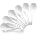 6 Pcs  Ceramic Soup Spoons set- Table Spoons for Soup and Rice - Deep Oval Hole - White Color -High Quality Ceramic Spoon's - With Hanging Hole - Microwave Safe Soup Spoon's-. 