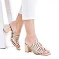 Women Step into style strappy block heels Slipper featuring elegant white, black, and beige straps, perfect for formal, party, and everyday chic wear. 