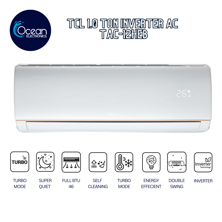 TCL TAC-12HEB/2 1.0 Ton Inverter Split AC Hot and Cool With 5 Years  Warranty