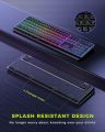Jelly Comb Backlit Wireless Keyboard, 2.4G Rechargeable Cordless Illuminated Keyboard, Full Size Ergonomic RGB Backlit Gaming Keyboard with Foldable Stand for PC, Laptop, Computer, Desktop, Office model IWG-DHXKB02. 
