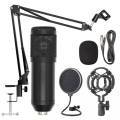 Bm 800 Condensor Microphone (Full Black) Kit with Pop Filter & Arm Scissor Stand. 
