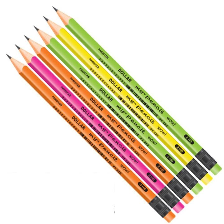 Pack of 6 Lead Pencils - My Pencil WOW with Eraser - 06 Pcs Lead Pencil for writing