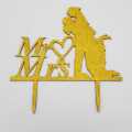 ANNIVERSARY CAKE TOPPER IN GOLDEN COLOR - MR MRS CAKE TOPPER. 