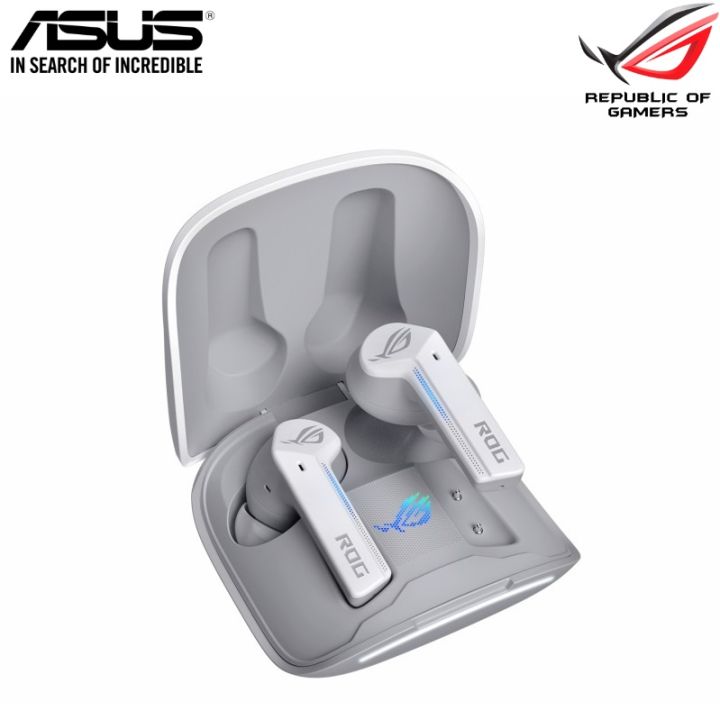 ASUS ROG Cetra True Wireless Gaming Earbuds White Low-Latency Bluetooth Earbuds, Active Noise Cancelation, 27-Hour Battery Life