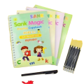 Sank Magic Practice Copybook – 4 Books with Magic Pen & 10 Ink Refills | Montessori Tracing & Handwriting Learning for Preschool Kids. 