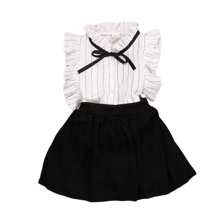 2pcs Kids Baby Girls T Shirt Tops+Shorts Skirt Dress Clothes Set