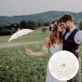 Cotton Umbrella Wedding Photography Prop Parasol Bridal Veil Ornament Lace Bride Embroidery White Umbrellas for Rain. 