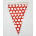 RED POLKA DOT THEME BUNTINGS - RED POLKA DOT FLAGS BANNER - PACK OF 10. 