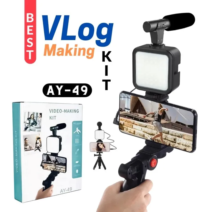 Vlogging%20Kit%20Accessories%20for%20Mobile%20Phone%20DSLR%20Camera%20Video%20Recording%20with%20Tripod%20Shoot%20Mic%20360%20LED%20Remote%20Selfie%20Light%20for%20Live%20Streaming%20Short%20Film%20-%20Image%202