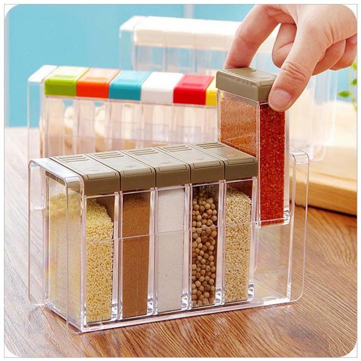6pcs Transparent Spice Jar Seasoning Pot Kitchen